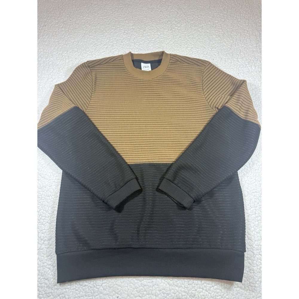 Zara X-Large Men's Color Brown And Black Block Quilted Sweatshirt